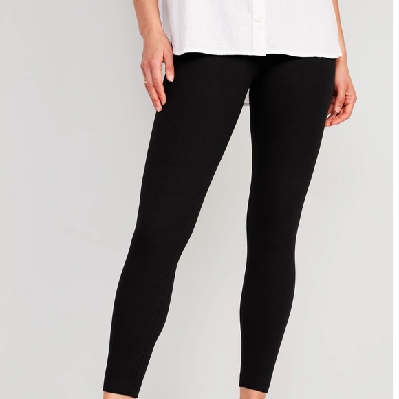 NWT OLD NAVY High-Waisted Rib-Knit Leggings 2-Pac Color: Red Raisin - Picture 3 of 5